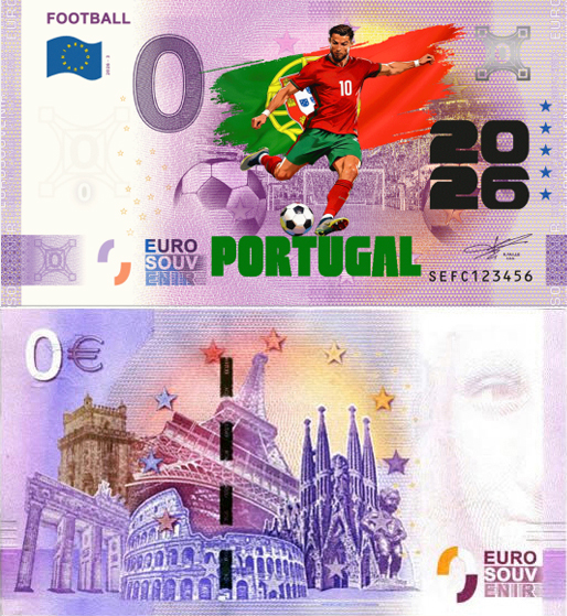 Banconota 0 Euro Football 2026 - Portogallo (COLORATA) -  Italia - 2026 