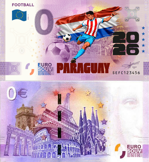 Banconota 0 Euro Football 2026 - Paraguay (COLORATA) -  Italia - 2026 