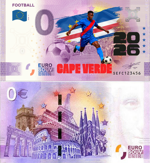 Banconota 0 Euro Football 2026 - Capo Verde (COLORATA) -  Italia - 2026 