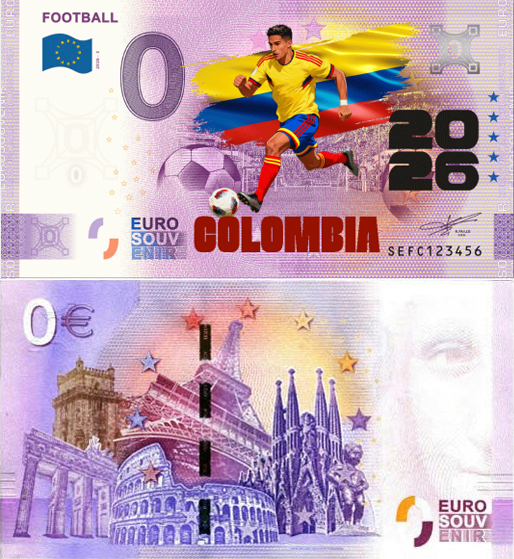 Banconota 0 Euro Football 2026 - Colombia (COLORATA) -  Italia - 2026 