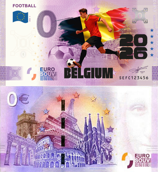 Banconota 0 Euro Football 2026 - Belgio (COLORATA) -  Italia - 2026 