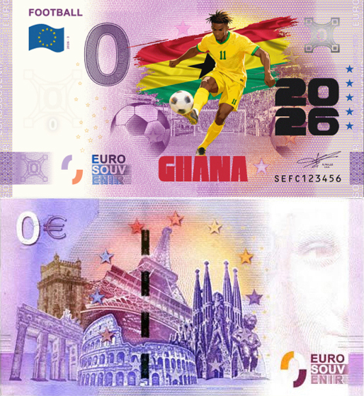 Banconota 0 Euro Football 2026 - Ghana (COLORATA) -  Italia - 2026 