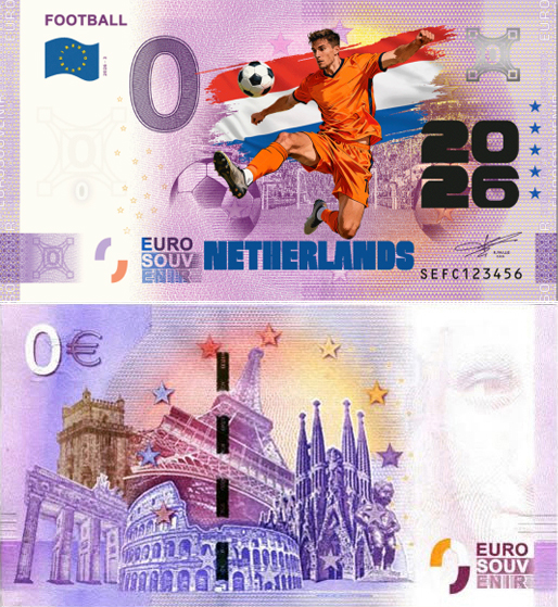 Banconota 0 Euro Football 2026 - Olanda (COLORATA) -  Italia - 2026 
