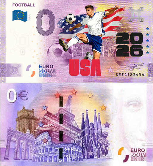 Banconota 0 Euro Football 2026 - USA (COLORATA) -  Italia - 2026 