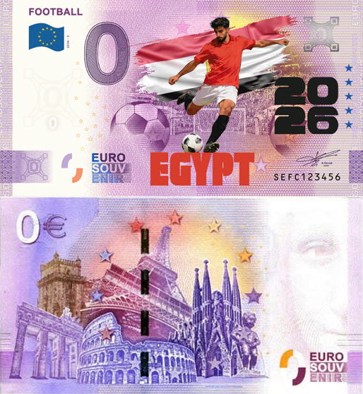 Banconota 0 Euro Football 2026 - Egitto (COLORATA) -  Italia - 2026 