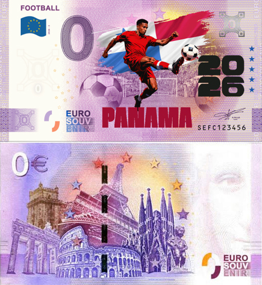 Banconota 0 Euro Football 2026 - Panama (COLORATA) -  Italia - 2026 