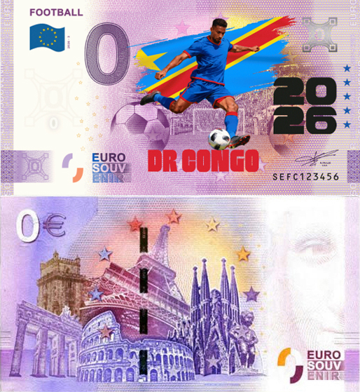 Banconota 0 Euro Football 2026 - Congo (COLORATA) -  Italia - 2026 