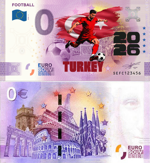 Banconota 0 Euro Football 2026 - Turchia (COLORATA) -  Italia - 2026 