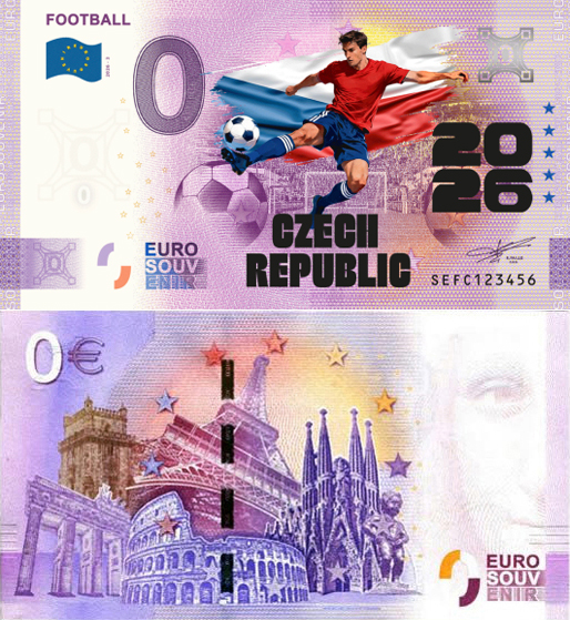 Banconota 0 Euro Football 2026 - Repubblica Ceca (COLORATA) -  Italia - 2026 