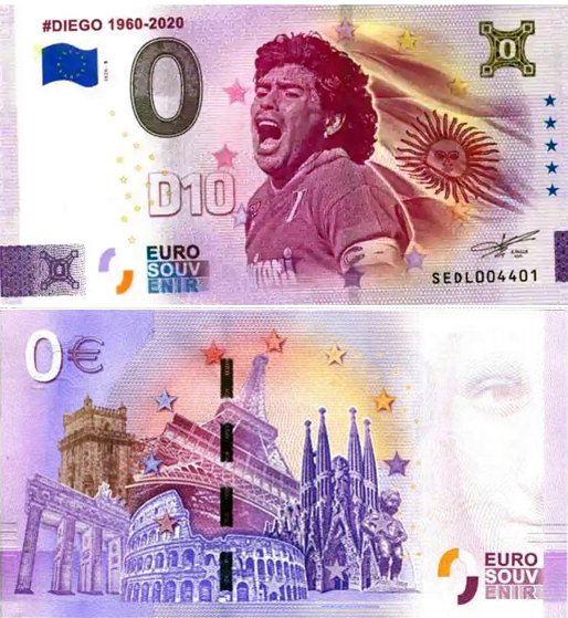 Banconota 0 Euro #Diego 1960-2020 - Ologramma Gold -  Italia - 2026 