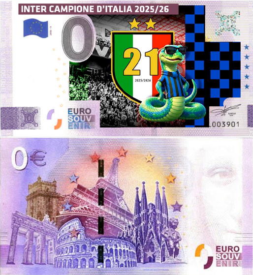Banconota 0 Euro Inter Campione d'Italia 2025/26 - Serpente -  Italia - 2026 