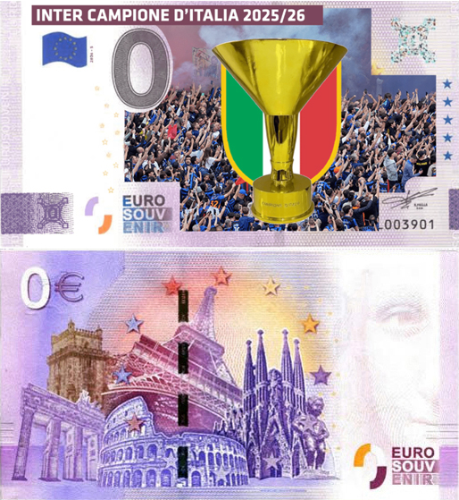 Banconota 0 Euro Inter Campione d'Italia 2025/26 - Coppa -  Italia - 2026 