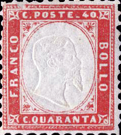 Francobollo Effigie di Vittorio Emanuele II in Rilievo Entro un Ovale -  1862