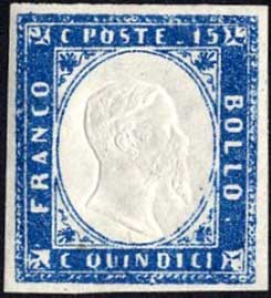 Francobollo Effigie di Vittorio Emanuele II in Rilievo Entro un Ovale -  1863