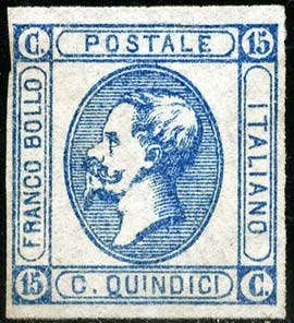 Francobollo Effigie di Vittorio Emanuele II Entro un Ovale -  1863
