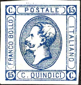 Francobollo Effigie di Vittorio Emanuele II Entro un Ovale -  1863