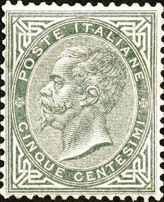 Francobollo Effigie di Vittorio Emanuele II Entro un Ovale -  1863