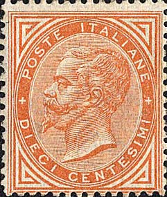 Francobollo Effigie di Vittorio Emanuele II Entro un Ovale -  1863