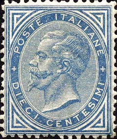 Francobollo Effigie di Vittorio Emanuele II Entro un Ovale -  1877
