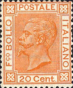 Francobollo Effigie di Vittorio Emanuele II in Cornice Rettangolare -  1877