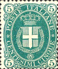 Francobollo Stemma Sabaudo Entro un Ovale, Lettere in Negativo -  1889