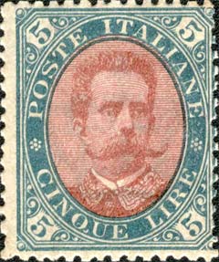 Francobollo Effigie di Umberto I Entro un Ovale -  1889