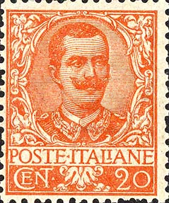 Francobollo Effigie di Vittorio Emanuele III e Ornamenti Floreali -  1901