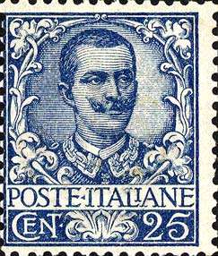 Francobollo Effigie di Vittorio Emanuele III e Ornamenti Floreali -  1901