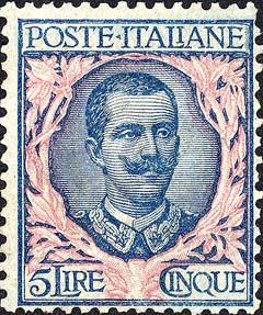 Francobollo Effigie di Vittorio Emanuele III e Ornamenti Floreali -  1901