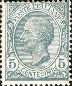 Francobollo Effigie di Vittorio Emanuele III Volta a Sinistra -  1906