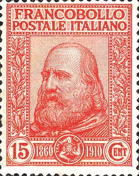 Francobollo Effigie di Giuseppe Garibaldi Volta a Sinistra -  1910