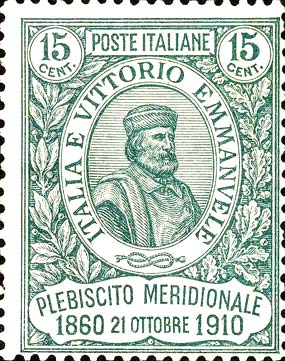Francobollo Effigie di Giuseppe Garibaldi Volta a Destra -  1910