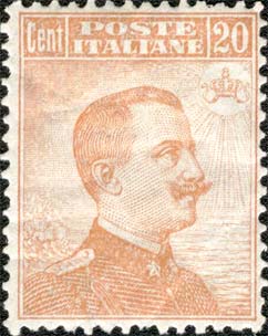 Francobollo Effigie di Vittorio Emanuele III Volta a Destra -  1917