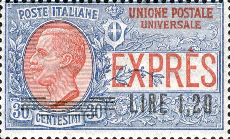 Francobollo Effigie di Vittorio Emanuele III Entro un Ovale -  1921
