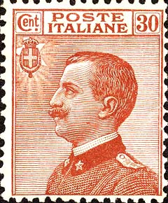 Francobollo Effigie di Vittorio Emanuele III Volta a Sinistra -  1922
