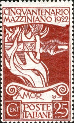 Francobollo Spada della Giustizia Forgiata dal Fuoco dell'Amore -  1922