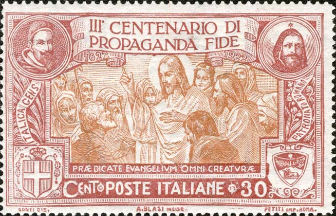 Francobollo Gesù Invia gli Apostoli a Predicare il Vangelo, Effigie di San Domenico -  1923