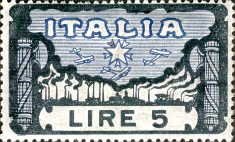 Francobollo Aeroplani in Volo e Fabbriche -  1923