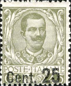 Francobollo Effigie di Vittorio Emanuele III e Ornamenti Floreali -  1924