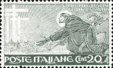 Francobollo San Francesco Inginocchiato -  1926