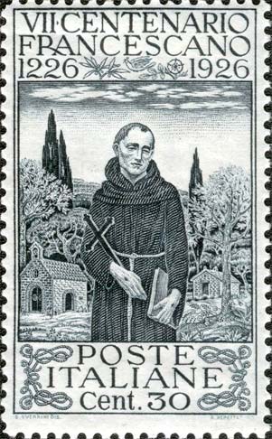 Francobollo Ritratto di San Francesco d'Assisi (Dentellatura: 13½) -  1926