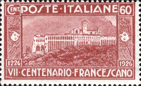 Francobollo Convento e Basilica di San Francesco d'Assisi -  1926