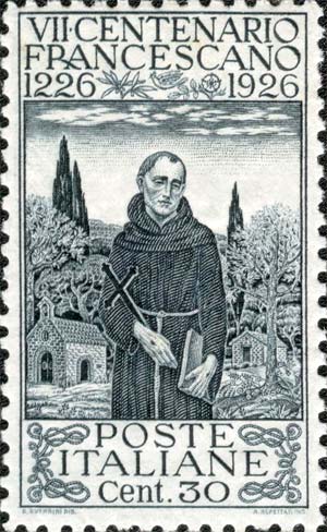 Francobollo Ritratto di San Francesco d'Assisi (Dentellatura: 11) -  1926