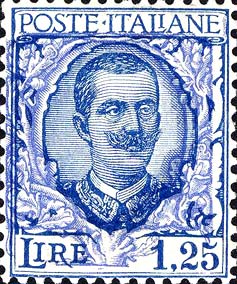 Francobollo Effigie di Vittorio Emanuele III e Ornamenti Floreali -  1926