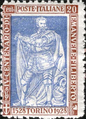 Francobollo Ritratto di Emanuele Filiberto di Savoia -  1928