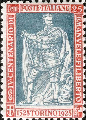 Francobollo Ritratto di Emanuele Filiberto di Savoia -  1928
