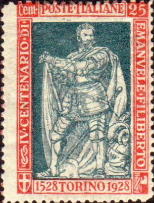Francobollo Ritratto di Emanuele Filiberto di Savoia -  1928