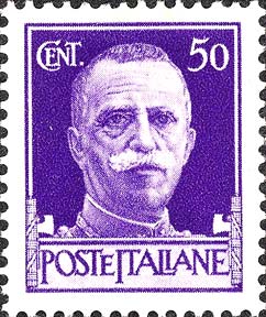 Francobollo Effigie di Vittorio Emanuele III di fronte -  1929