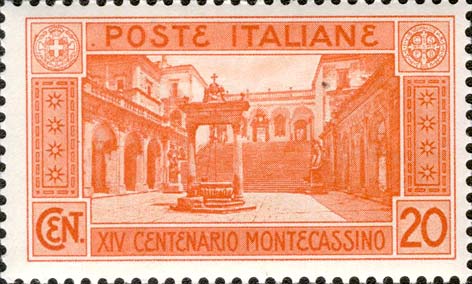 Francobollo Chiostro dell'Abbazia di Montecassino -  1929