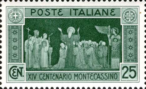 Francobollo Morte di san Benedetto -  1929
